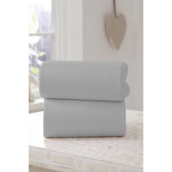 Clair De Lune 'Fitted Sheet Twin Pack' in Grey | Size: Cot