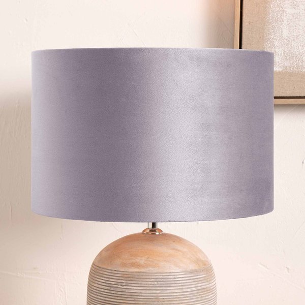 Ruma Light Grey Velvet Cylinder Shade for Table Lamps & Floor Lamps | Size: 12 inches