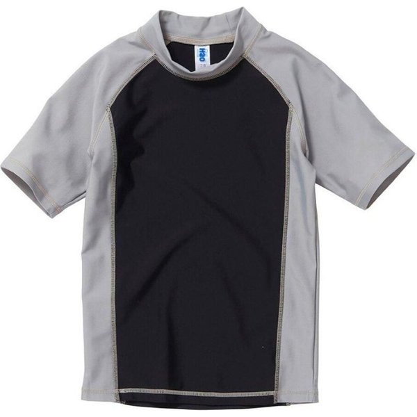 H2O Boy's Plain Short Sleeve Swim Rash Top in Black | Size: 9-10 Years