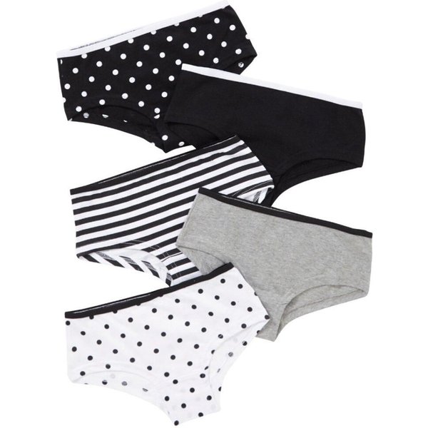 Just Essentials Girl's 5 Pack Printed Hipster Briefs in Black | Size: 13 Years
