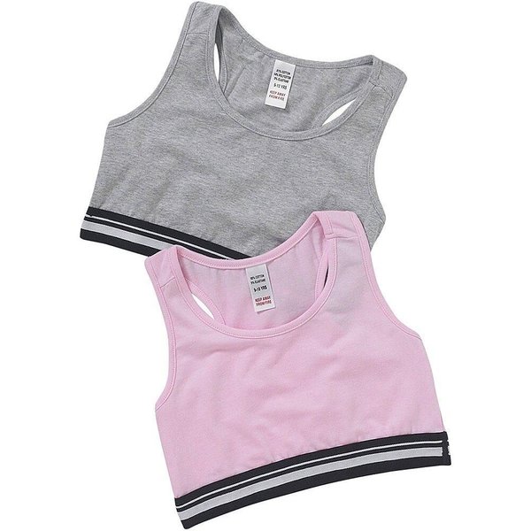 Just Essentials Girl's 2 Pack Sporty Crop Tops in Light Pink | Size: 13 Years