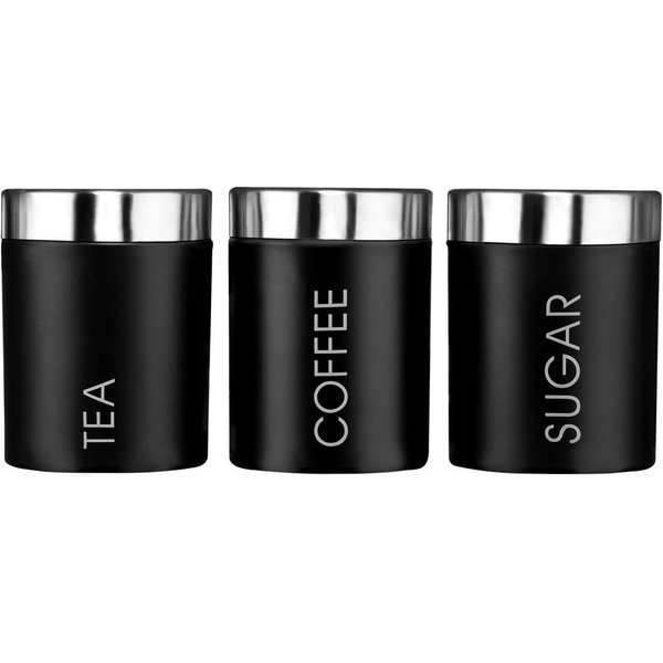 Premier Housewares Tea Coffee & Sugar Canisters Black