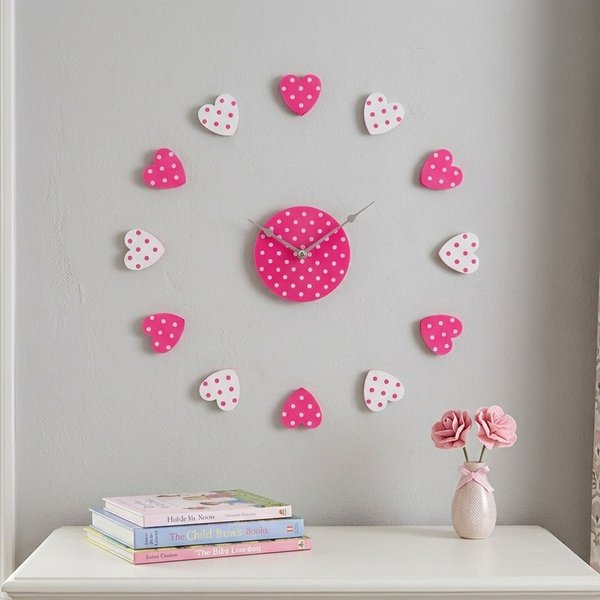 Orsina Heart Plastic DIY Wall Clock in Pink