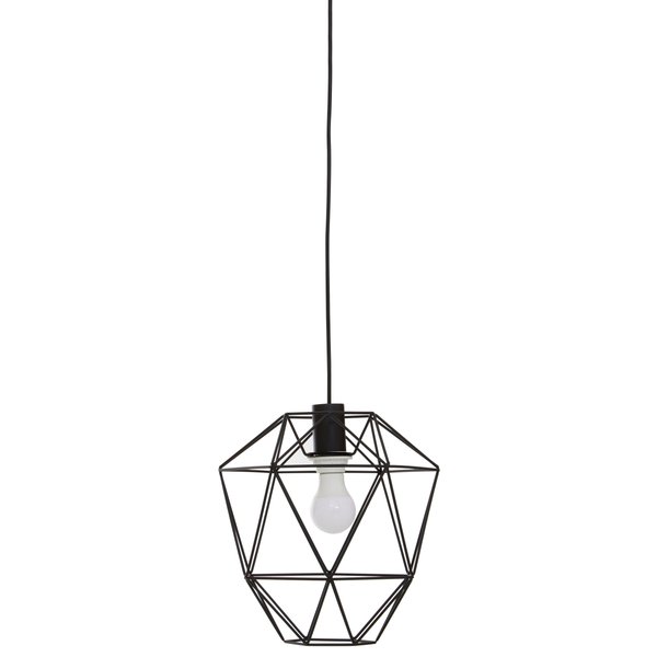 Orsina Polished Chrome Pendant Light, Triangle Cage Frame Hanging Ceiling Light For Kitchen, Ceiling Mounted Lamp in Black