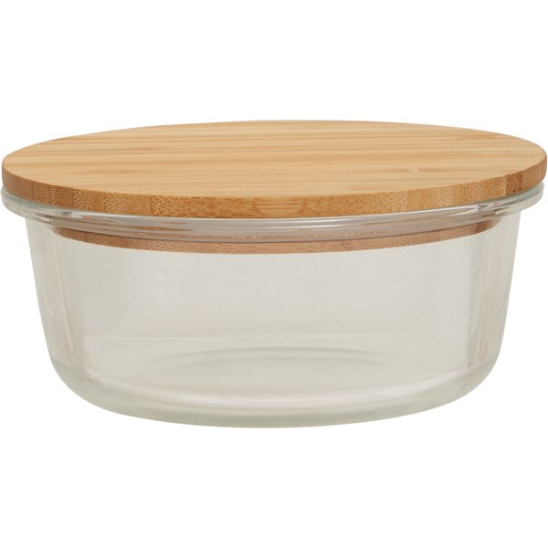 Orsina Elegant 620 Ml Glass Container With Bamboo Lid, Functional Clear Glass Container, Airtight Storage Container in Natural