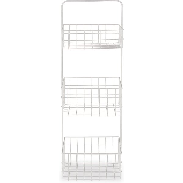 Orsina Modern Design 3 Tier Black Storage Caddy With Handles, Wire Shower Caddy, Organiser Shelf For Laundry in White
