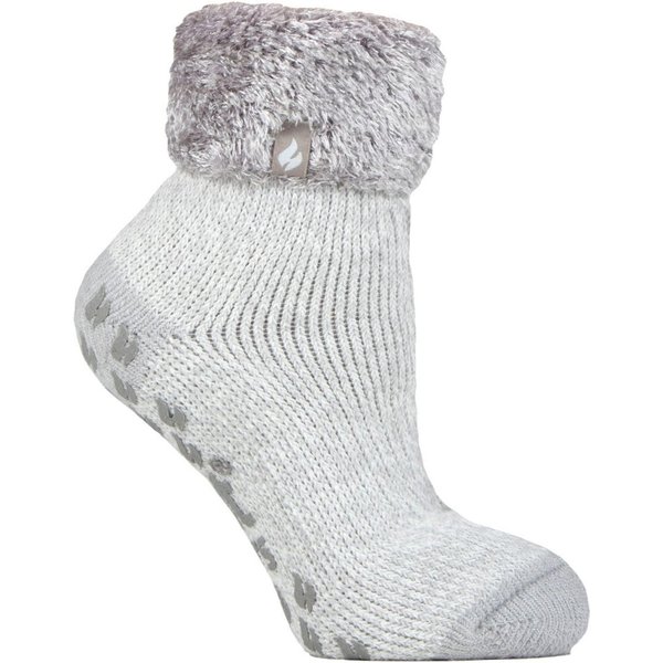 Heat Holders Women's Cosy Fluffy Bed Socks | Warm Thermal Lounge Socks and in Grey | Size: 12-3