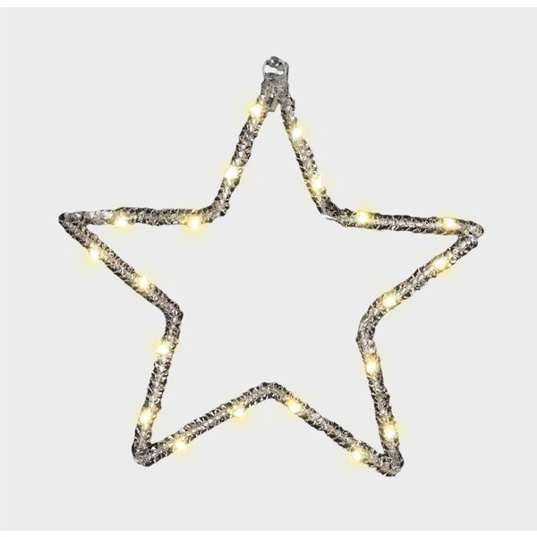 Xmas Haus 25CM 20L Warm White Led Hanging Star, 3xAA in Black