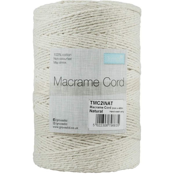 Groves & Thames Trim: Macramé Cord: Cotton: 400m x 2mm: 0.5kg: Natural