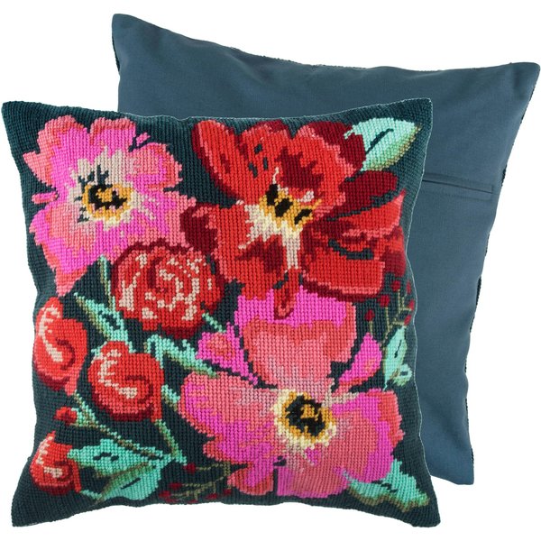 Groves & Thames Half Cross Stitch / Tapestry Kit: Cushion: Painted Floral