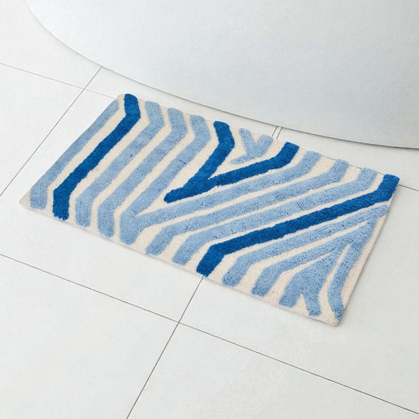 Showerdrape Barbican 100% Cotton Blue Anti-Slip Bath Mat 800 x 500mm