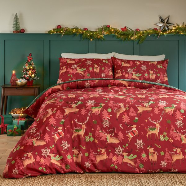 Duvet Day Sleigh Team Soft Touch Duvet Cover Set, King, Red, Red