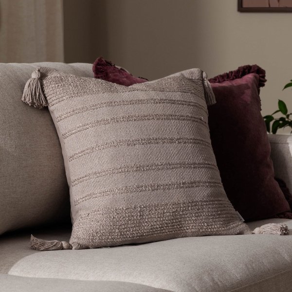 Yard Larch Woven Tasselled Cushion in Cream | Size: 45 cm x 45 cm