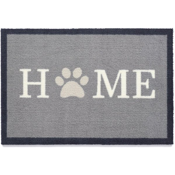 My Mat Home Paw 1 Washable Indoor Nylon Mat in Grey | Size: 50 cm x 75 cm