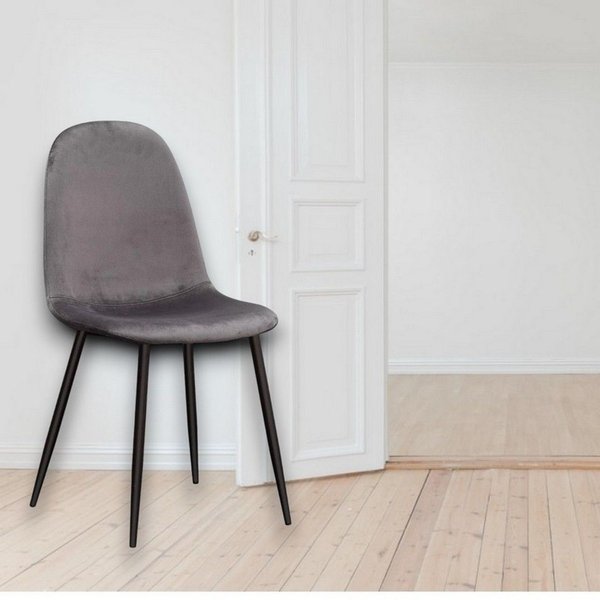Minster Chair - Fabric/Metal - L52 x W44 x H86 cm - Grey/Black in Grey | Size: 1 Pack