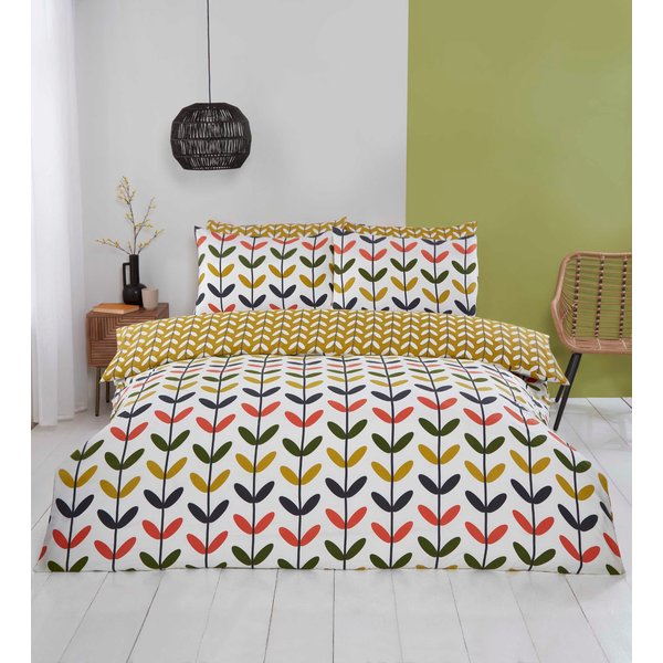 Rapport Home Jules Microfiber Polyester Reversible Duvet Cover Set with Pillowcase in Yellow | Size: Double