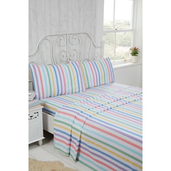 Rapport Home Candy Stripes Pure Cotton Complete Sheet Set | Size: Single