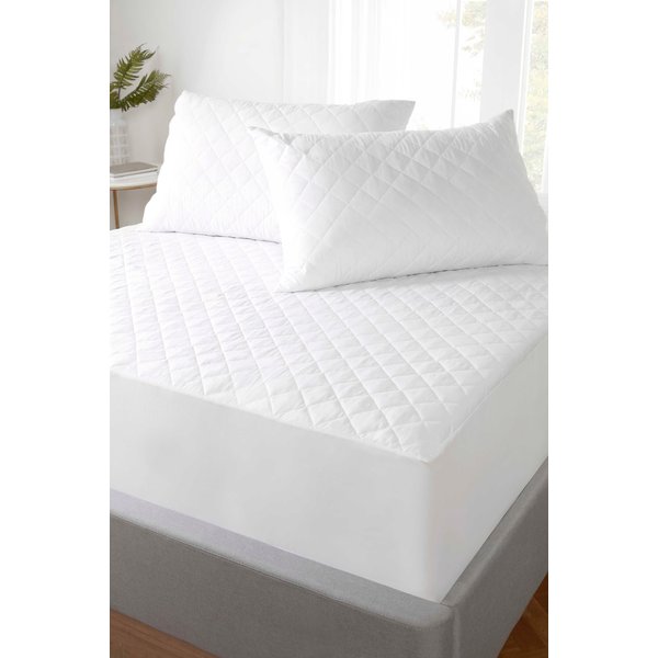Rapport Home Mattress Protectors 12 Inch Deep Quilted Polycotton Easy Care in White | Size: Single