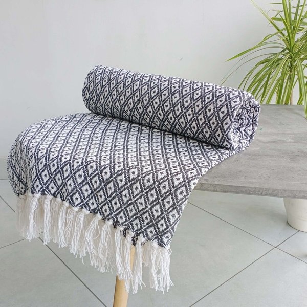Rapport Home Eden Cotton Throw 178X254 Charcoal, Grey