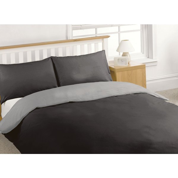Rapport Home Percale Rev Quilt Cover King Black/Grey, Black