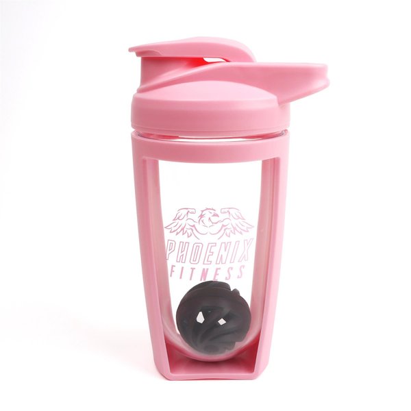 Phoenix Fitness 600ml Protein Shaker Bottle in Pink