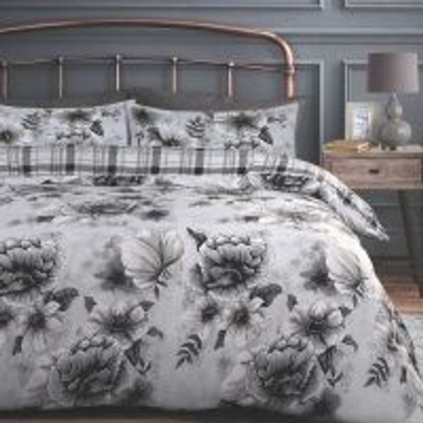 Velosso Cassia Floral Grey Single Duvet Cover Set