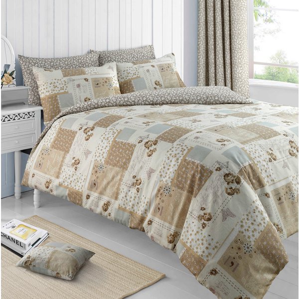 Velosso Maya Cotton Rich Printed Duvet Cover & Pillowcase Set in Natural | Size: King