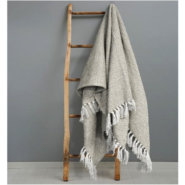 Velosso Ultra Plush Woven Cotton Throw Blanket, Machine Washable in Beige | Size: 90 cm x 112 cm