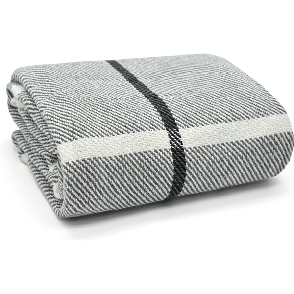 Velosso Modern Chic Stripes Style Cotton Throw, Breathable Woven Blanket in Grey | Size: 50 cm x 75 cm