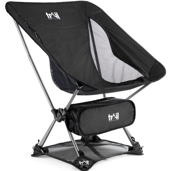 Trail Outdoor Leisure Folding Camping Chair Lightweight Portable Outdoor Garden Beach Seat Trail in Black