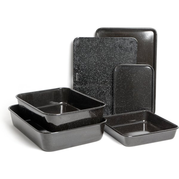 MasterClass 6pc Non-Stick Bakeware Set with 2x Roasting Pans & 4x Baking Trays in Black