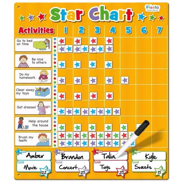 Fiesta Crafts Magnetic Star Reward Chart - Motivational Magnetic Chart in Orange