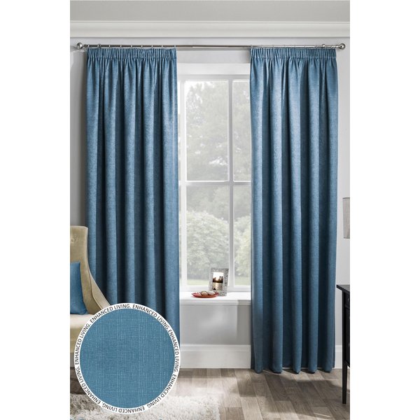 Enhanced Living 90x72" Teal Tape-Top Curtains Matrix Pair of Thermal Noise Reducing Room Darkening Curtains (229x183cm), Blue