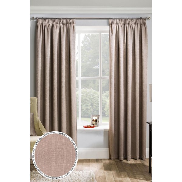 Enhanced Living 90x108" Latte Natural Tape-Top Curtains Matrix Pair of Thermal Noise Reducing Room Darkening Curtains (229x274cm), Cream