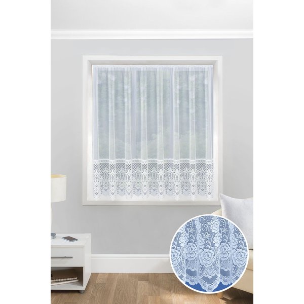 Tyrone Textiles Traditional Floral Heavy Lace Sheer Net Curtain Panel in White | Size: 500 cm width x 101 cm drop