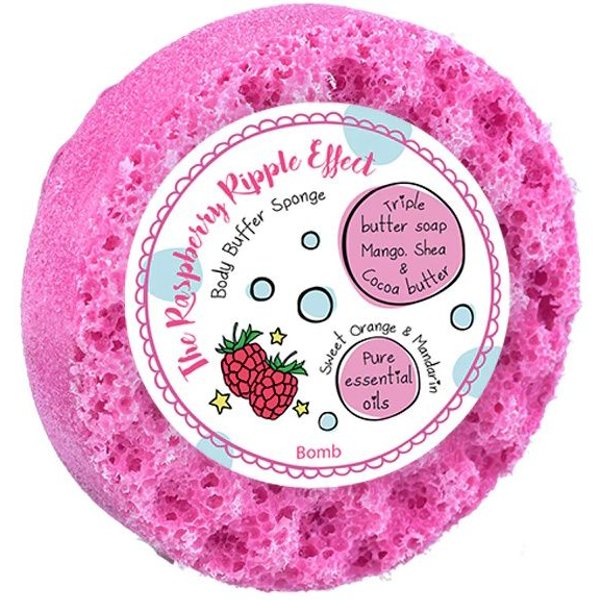 Bomb Cosmetics Women's Body Buffer Soap Shower Sponge The Raspberry Ripple Effect in Pink