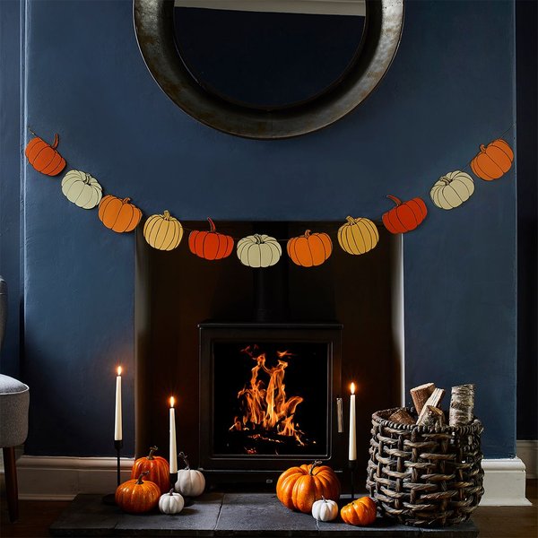 Hootyballoo Pumpkin Card Garland 2.5m, Multi