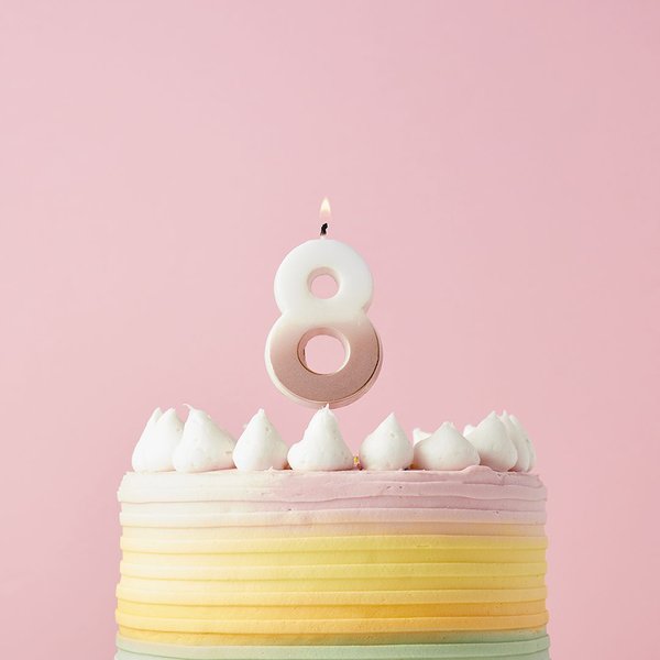 Club Green Rose Gold Ombre Number '8' Celebration Candle