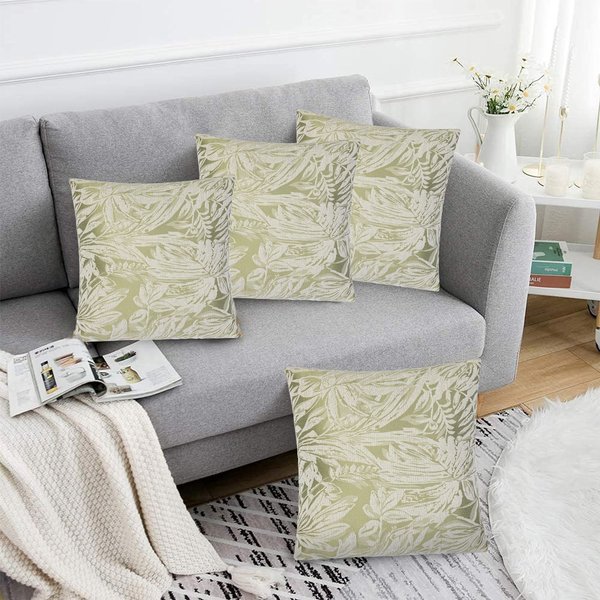 Luxury Living Luxurious Chenille Cushions Set of 4 - Soft Plush Fibre Pads, classic Colours for Sofa & Bed Décor in Light Green | Size: 45 cm x 45 cm
