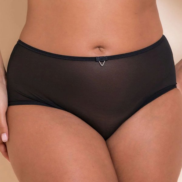 Curvy Kate Women's Victory Short Brief Sheer Knickers Lingerie in Black | Size: 8