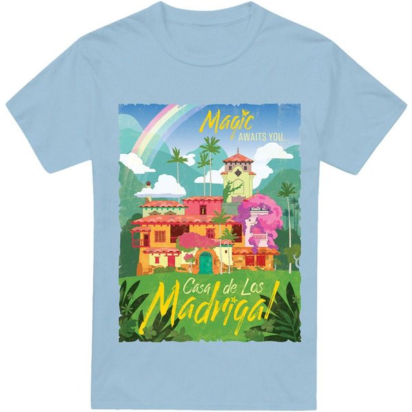 Encanto Magic Awaits You...Casa De Los Madrigal Poster T-Shirt Light Blue | Size: 2XL