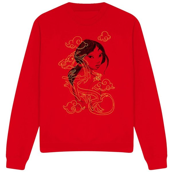 Disney Mulan Mushu Breezy Illustration Sweatshirt Red | Size: 2XL