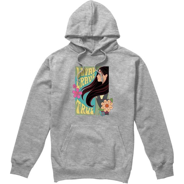 Disney Mulan Loyal Brave True Profile Hoodie Light Grey | Size: 2XL