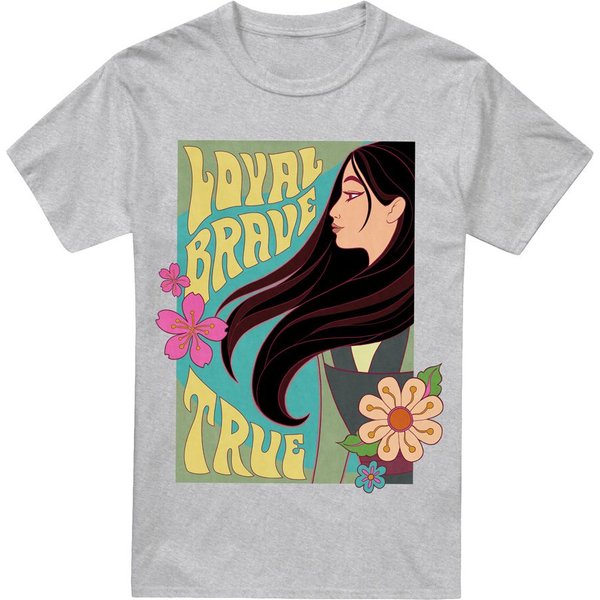 Disney Mulan Loyal Brave True Profile T-Shirt Grey | Size: 2XL