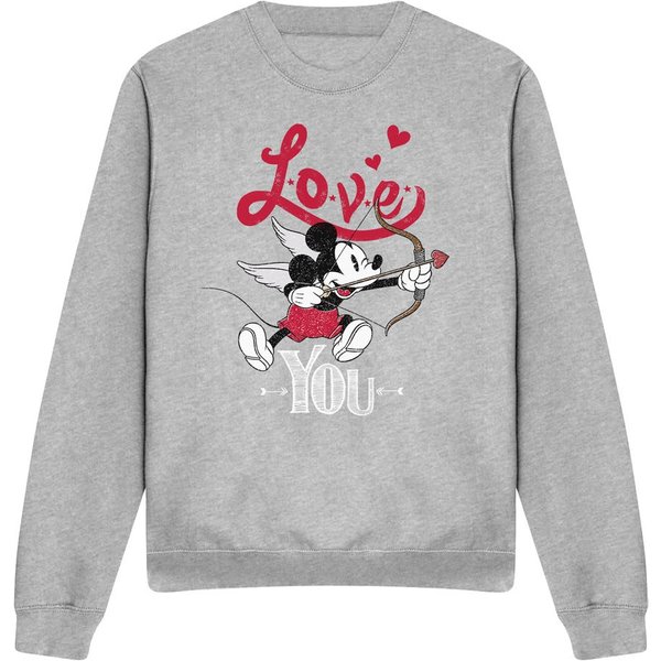 Mickey Mouse Cupid Love You Valentine's Day Sweatshirt Light Grey | Size: 2XL