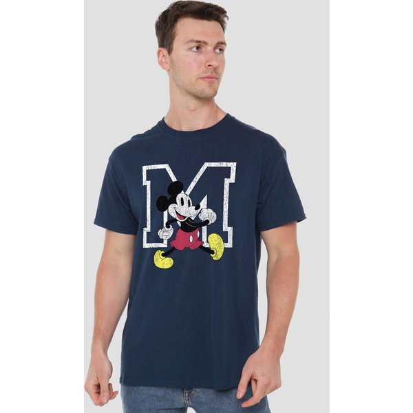 Mickey Mouse Men's Classic Walk T-Shirt Navy | Size: Small