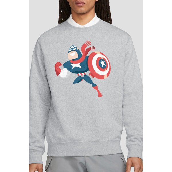 Captain America Men's Holiday Outfit Sweatshirt Light Grey | Size: Small