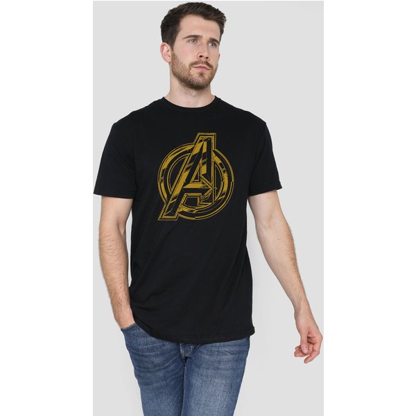 Marvel Men's Avengers Infinity Logo Cotton T-Shirt in Black | Size: 2XL