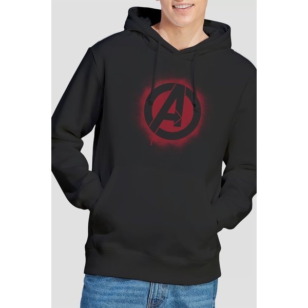 Marvel Men's Avengers Stencil Logo Hoodie in Black | Size: 2XL