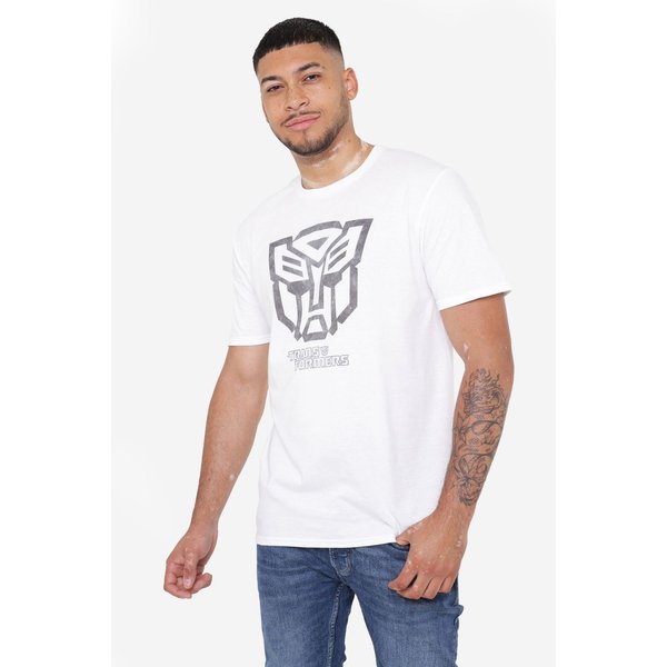 Transformers Men's Outline Logo T-Shirt White | Size: 2XL